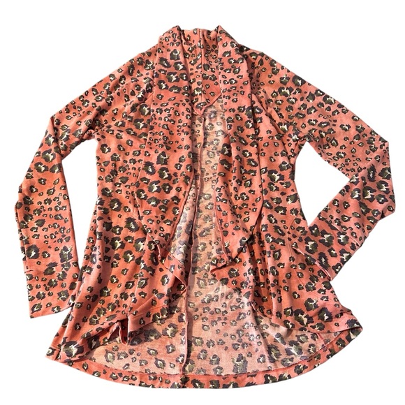 Comfort Code By Cuddl Duds Sz S Multicolor Animal Print Open Front Cardigan EUC - Picture 1 of 11